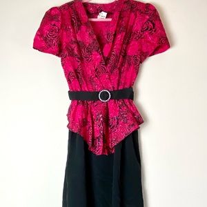 Vintage 1980’s Party Dress, With Belt, Glitter, Women’s 1X, ￼